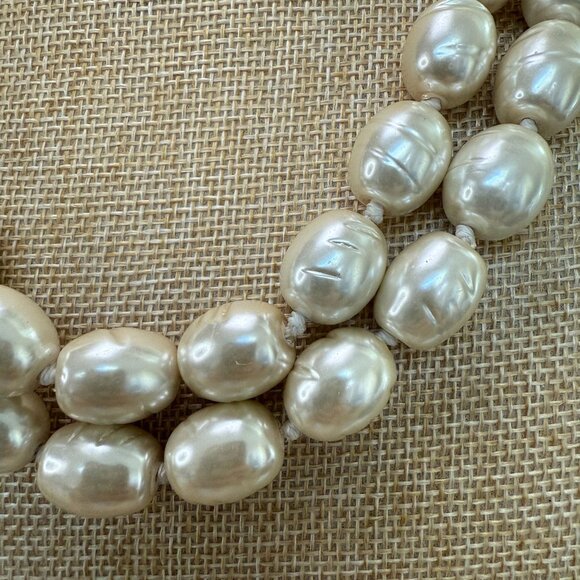 Chicos Vintage Faux Baroque Pearl Necklace & Earrings Set, Grandma Pearlcore - Picture 12 of 12